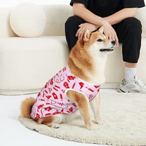 Pink Nurse Medical Instrument Pet Dog Cat Clothes Soft Cotton Dogs T-Shirt Cool Breathable Pet Vest Casual Cozy Lightweight Dog Pajamas for Medium Large Dogs