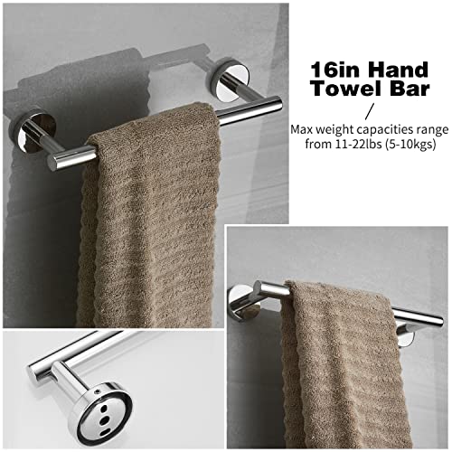 Bathroom Hardware Set, 5/10/20pcs Bathroom Hardware Set, Stainless Steel Bath Hardware Set Including 16" Hand Towel Bars, Toilet Paper Holders, 3 Multifunctional Robe Hooks (10pcs, Brushed Nickel)