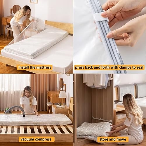 Mattress Vacuum Storage Bag 2 Sizes Zippered Mattress Bag Vacuum Sealer Bag For Memory Foam Mattress Moving Shipping Storage