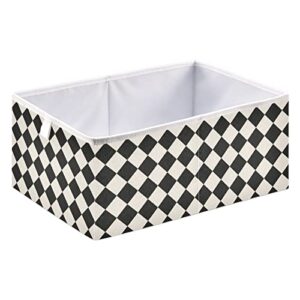 cataku black and white checkered cube storage bins for organization, rectangular fabric storage cubes storage bins for cube organizer foldable storage baskets for shelves living room
