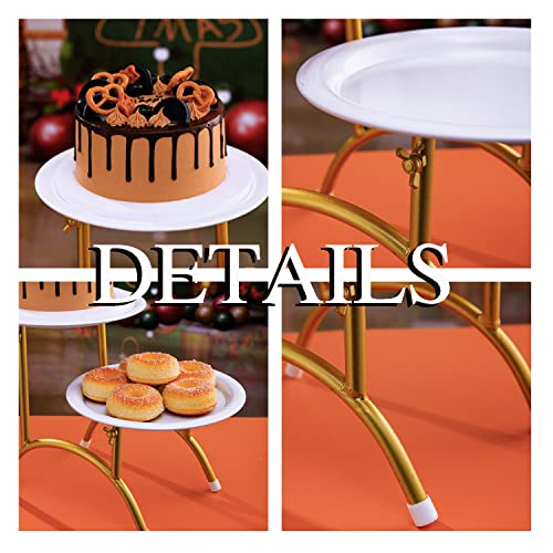 WeiteShow 2 Tier White Gold 10 Inch Round Cake Stand, Removable Dessert and Cupcake Stand for Holiday,Wedding,Birthday,Party,Baby Shower,Anniversary,Ceremony,Christmas