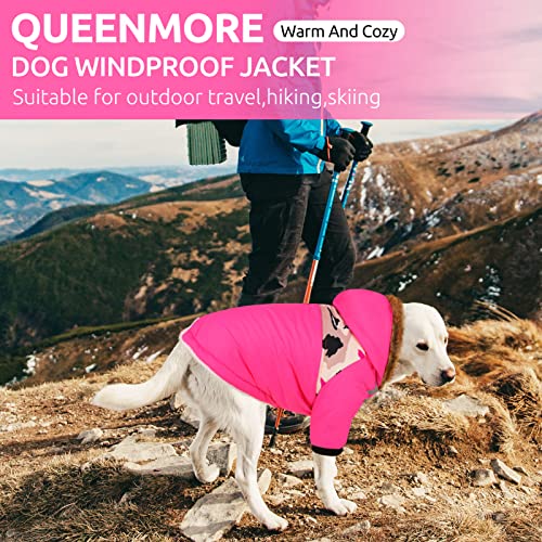 Queenmore Warm Dog Winter Coat, Cold Weather Waterproof Dog Snow Jacket, Reflective Dog Hoodie with Long Sleeves for Small Medium and Large Dogs