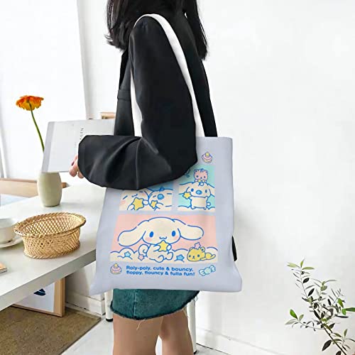 TAWVNUH Anime Tote Bag for Women and Girls Cute Aesthetics Cosmetic Bag Reusable Canvas Makeup Bag Shopping Bag Gym Bag Grocery Bag