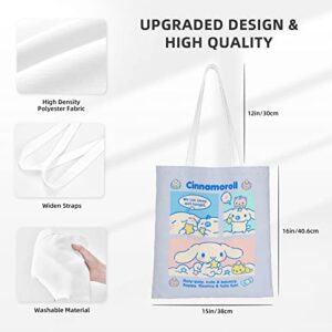 TAWVNUH Anime Tote Bag for Women and Girls Cute Aesthetics Cosmetic Bag Reusable Canvas Makeup Bag Shopping Bag Gym Bag Grocery Bag