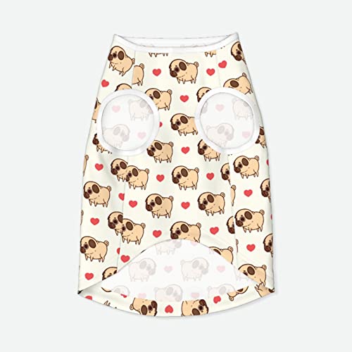 Funny Pug Dogs Pet Dog Cat Clothes Soft Cotton Dog Tee Shirts Cool Breathable Pet Vest for Medium Large Dogs Indoor and Outdoor Use