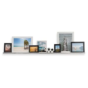 Rustic State Ted 72" Wall Mount Extra Long Narrow Picture Ledge Photo Frame Display - Wooden Floating Shelf for Living Room Office Kitchen Bedroom Bathroom - Burnt White - Set of 2