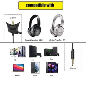 Tobysome Replacement QuietComfort 35 Boom Microphone Cable QC35I Cable Cord with Mute Switch Compatible with Bose QC 35 & QuietComfort 35 II Headphones for PS4 PS5 Xbox One