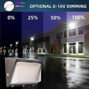 120W LED Wall Pack Light Fixture with Dusk to Dawn, 5000K Daylight Commercial Outdoor Lighting, 0-10V Dimmable 16800LM 600-800W HPS/HID Equiv., UL/DLC Waterproof LED Flood Security Light for Warehouse