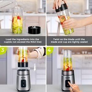 Syvio Blender for Shakes and Smoothies, 600W Personal Blender, Smoothie Blender with 2 BPA-Free 20 Oz Sport Cup, 2 Party Mugs, 1 * 10 Oz short cup,Easy to Clean