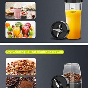 Syvio Blender for Shakes and Smoothies, 600W Personal Blender, Smoothie Blender with 2 BPA-Free 20 Oz Sport Cup, 2 Party Mugs, 1 * 10 Oz short cup,Easy to Clean