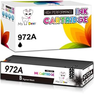 miss deer upgraded compatible 972a black ink cartridges replacement for hp 972 a 972x for pagewide pro 477dw 577dw 477dn 452dn 452dw 552dn 552dw mfp pagewide 377dw p55250dw printer (1 bk) 1-pack