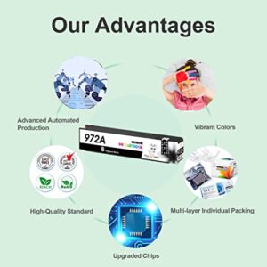 Miss Deer Upgraded Compatible 972A Black Ink Cartridges Replacement for HP 972 A 972X for PageWide Pro 477dw 577dw 477dn 452dn 452dw 552dn 552dw MFP Pagewide 377dw P55250dw Printer (1 BK) 1-Pack