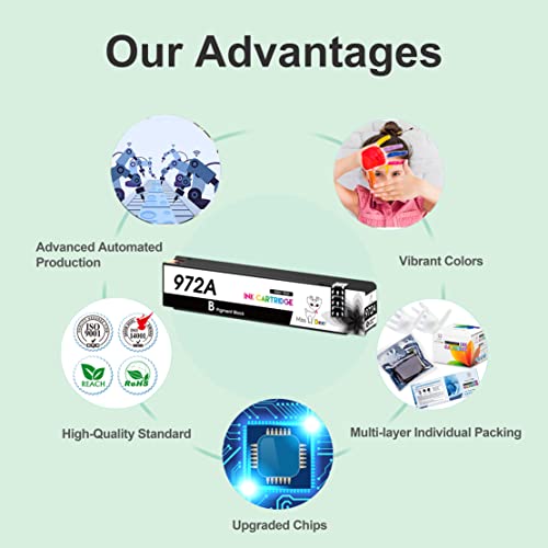 Miss Deer Upgraded Compatible 972A Black Ink Cartridges Replacement for HP 972 A 972X for PageWide Pro 477dw 577dw 477dn 452dn 452dw 552dn 552dw MFP Pagewide 377dw P55250dw Printer (1 BK) 1-Pack