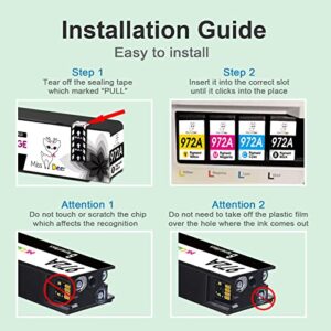 Miss Deer Upgraded Compatible 972A Black Ink Cartridges Replacement for HP 972 A 972X for PageWide Pro 477dw 577dw 477dn 452dn 452dw 552dn 552dw MFP Pagewide 377dw P55250dw Printer (1 BK) 1-Pack