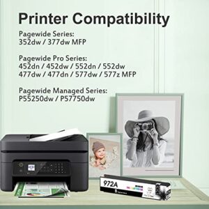 Miss Deer Upgraded Compatible 972A Black Ink Cartridges Replacement for HP 972 A 972X for PageWide Pro 477dw 577dw 477dn 452dn 452dw 552dn 552dw MFP Pagewide 377dw P55250dw Printer (1 BK) 1-Pack