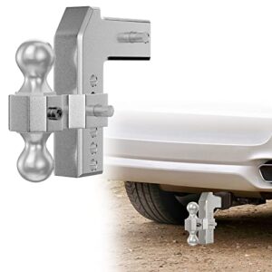 vevor adjustable trailer hitch, fits 2" receiver, 6" drop ball mount hitch w/ forged aluminum shank & two iron balls, 12500 lbs towing capacity for most common needs, dual locking pins included