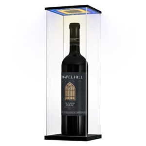 diwnelem acrylic wine bottle display case with led light display stand wine display case protector dustproof for red wine,champagne,liquor,whiskey,beer,beverage bottle (5 * 5 * 14.2")