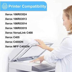 TonerPlusUSA Compatible C400 C405 High Yield Toner Cartridge Replacement for Xerox 106R03524 106R03513 106R03514 106R03515 Toner Use for Xerox VersaLink C400 C405 C400DN MFP C405DN (4 Pack)