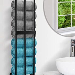 XIAPIA Racks Steel Holder for For Rolled Towel, Storage for Small Bathroom, Wall Mounted Shelves Organizer, 29.5x7.5x5.9 in