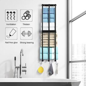 XIAPIA Racks Steel Holder for For Rolled Towel, Storage for Small Bathroom, Wall Mounted Shelves Organizer, 29.5x7.5x5.9 in