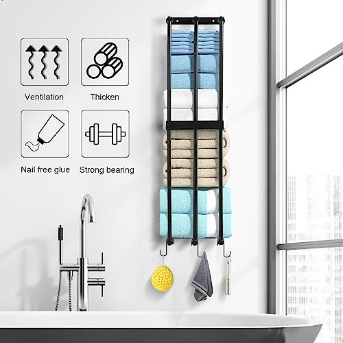 XIAPIA Racks Steel Holder for For Rolled Towel, Storage for Small Bathroom, Wall Mounted Shelves Organizer, 29.5x7.5x5.9 in