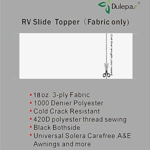 Dulepax-RV Slide Out Awning Fabric Replacement-(46" x 170.2", White- Fabric only)-Universal Slide-Topper Replacement for 5th Wheel RVs, Travel Trailers and Motorhomes…