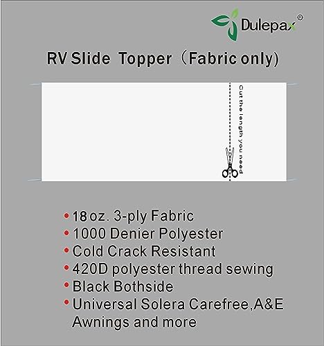 Dulepax-RV Slide Out Awning Fabric Replacement-(46" x 170.2", White- Fabric only)-Universal Slide-Topper Replacement for 5th Wheel RVs, Travel Trailers and Motorhomes…