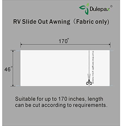 Dulepax-RV Slide Out Awning Fabric Replacement-(46" x 170.2", White- Fabric only)-Universal Slide-Topper Replacement for 5th Wheel RVs, Travel Trailers and Motorhomes…