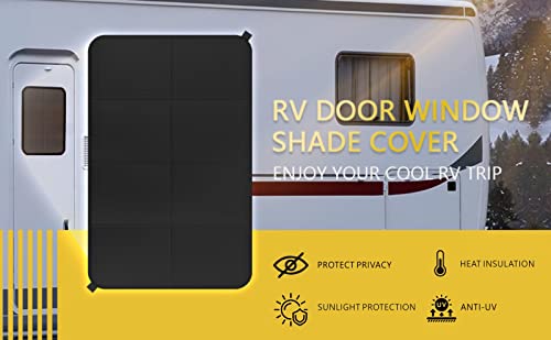 DoPake Thicken RV Door Window Shade Cover,Magnetic No Drill Foldable Velcro RV Blackout Window Cover,Waterproof Oxford Fabric,UV Rays Protection,Camper Trailer Door Window Sunshade Cover 16 x 25 inch