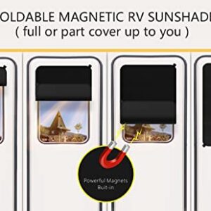 DoPake Thicken RV Door Window Shade Cover,Magnetic No Drill Foldable Velcro RV Blackout Window Cover,Waterproof Oxford Fabric,UV Rays Protection,Camper Trailer Door Window Sunshade Cover 16 x 25 inch