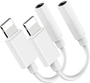 lightning to 3.5 mm headphone jack adapter, [apple mfi certified] 2 pack headphone adapter for iphone converter dongle auxiliary audio jack aux accessories compatible iphone 14 13 12 11 x xs xr 8p 7 6