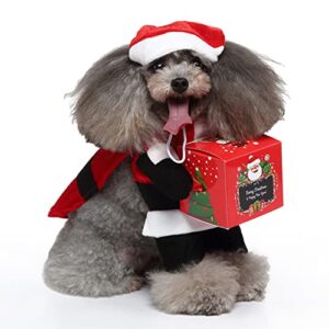 fladorepet christmas dog costume santa claus suit cape pet cat xmas hat/santa claus gives the gifts (medium, red)