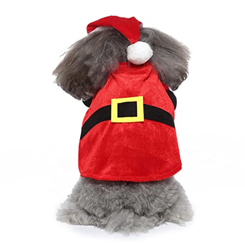 FLAdorepet Christmas Dog Costume Santa Claus Suit Cape Pet Cat Xmas Hat/Santa Claus Gives The Gifts (Medium, Red)