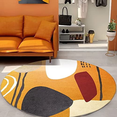 Geometric Abstract Circle Area Rug Under Sofa Table Modern Living Room Round Rugs Soft Non Skid Circular Mat Floor Carpet Hoem Office Decor,6'