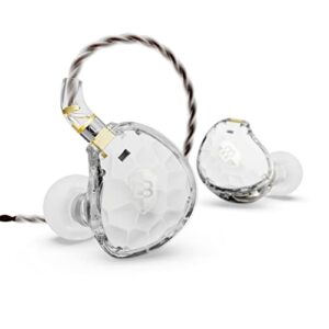 basn asone 14.2mm planar diaphragm driver in-ear monitors earphone with two detachable mmcx cables for musicians drummers bass players singers (white)