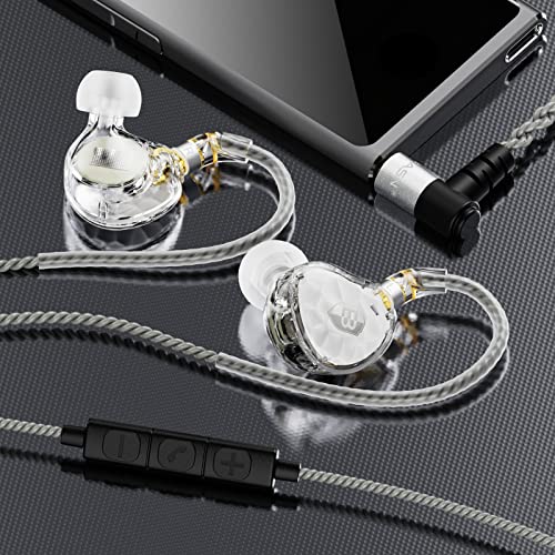 BASN ASONE 14.2mm Planar Diaphragm Driver in-Ear Monitors Earphone with Two Detachable MMCX Cables for Musicians Drummers Bass Players Singers (White)