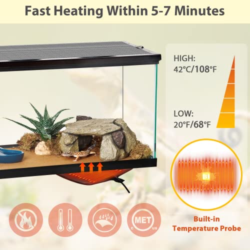 Raintrip Reptile Thermostat,Reptile Heating Pad,16W,Suitable 30-40Gal Terrarium,Temperature Controller for Turtle/Snake/Lizard/Frog/Spider/Plant Box