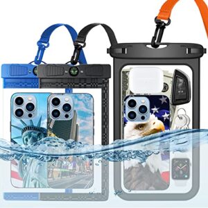 haireca waterproof phone pouch [3 pack] (1pcs 10.5" and 2pcs 8.5"),ipx8 underwater cell phone dry bag with lanyard for iphone samsung,water resistant cellphone protector for swimming diving beach