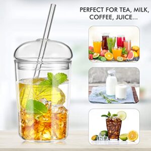 UPKOCH 3 Pack Cups with Lid and Coffee Tumblers Heat Resistant Milk Cup Clear Drinking Glasses for Bubble Tea Smoothie Coke Soda Home Office Bar