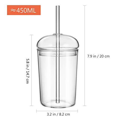 UPKOCH 3 Pack Cups with Lid and Coffee Tumblers Heat Resistant Milk Cup Clear Drinking Glasses for Bubble Tea Smoothie Coke Soda Home Office Bar