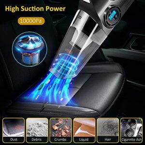 Migtory Car Vacuum Cleaner 4 in 1 Multipurpose Portable with Digital Air Compressor Pump, DC 12V Tire Inflator for Cars, High Power Car Vacuum with LED Light, Wet & Dry Vacuum, for Car Cleaning