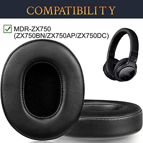 SOULWIT Professional Earpads Replacement for Sony MDR-ZX750 (ZX750BN/ZX750AP/ZX750DC) Headphones, Ear Pads Cushions with Upgraded Soft Protein Leather