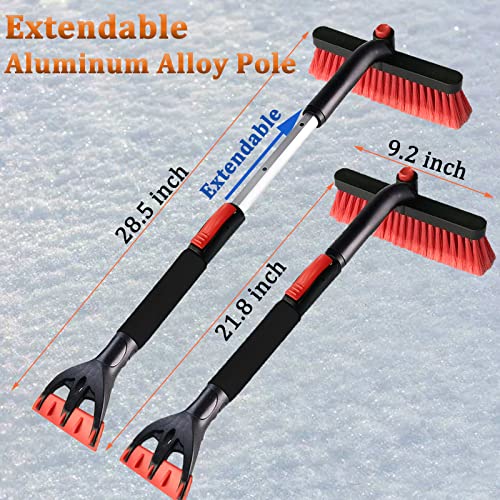 CGLEAM Snow Brush with Ice Scraper for Car Windshield Extendable 35 inch Car Snow Remover Windshield Snow Scrapers Removal Shovel for Ice and Snow for Car SUV Truck Windows