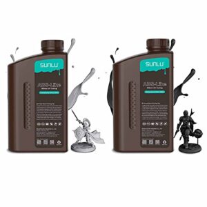 sunlu abs-like 3d printer resin 2kg grey and black 2kg, 405nm uv-curing standard photopolymer rapid resin for lcd/dlp/sla 3d printing, non-brittle & high precision, grey 2000g+ black 2000g