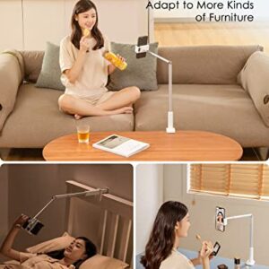 Viozon Phone Holder, Flexible Long Arm,Overhead Mount,360° Angle Adjustable,Aluminum Alloy, C Clamp for Headboard Bedside&Table&Desk,Compatible with 3.5"-6.7" Phone,iPhone 14 Plus/Pro Max W