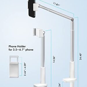 Viozon Phone Holder, Flexible Long Arm,Overhead Mount,360° Angle Adjustable,Aluminum Alloy, C Clamp for Headboard Bedside&Table&Desk,Compatible with 3.5"-6.7" Phone,iPhone 14 Plus/Pro Max W