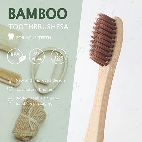 120 Pcs Bamboo Toothbrushes Bulk Soft Bristle Toothbrush Wooden Disposable Travel Toothbrush Bamboo Charcoal Individually Wrapped Toothbrush for Kid Adult Home Travel Use, 7.5 Inch, 12 Colors (Letter)