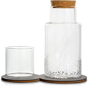 bdecor bedside water carafe set, 25oz bedside carafe, water carafe with cup, lid and coaster, bedside carafe and glass set