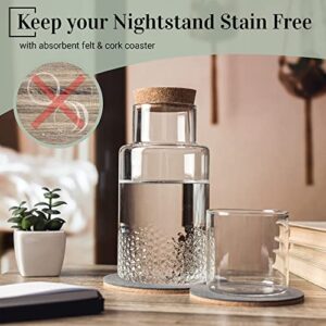 BDECOR Bedside Water Carafe Set, 25oz Bedside Carafe, Water Carafe with Cup, Lid and Coaster, Bedside Carafe and Glass Set