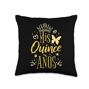 15 birthday quinceanera gifts sweet 15 mexican birthday party quinceanera mis quince años throw pillow, 16x16, multicolor